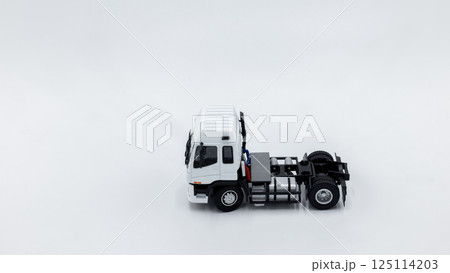 Semi truck on white background, Diesel semi truck, Business logistic transportation cargo freight, White semi trailer truck diesel. 125114203