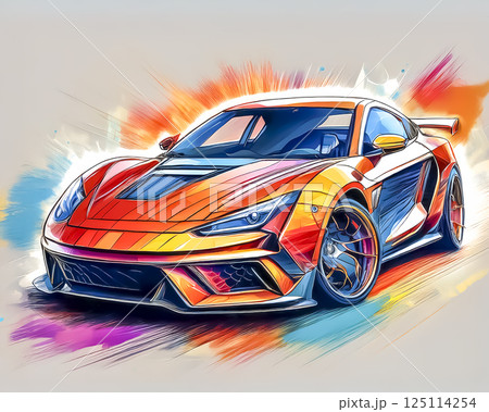 スポーツカーのデザイン画のイメージ素材 125114254
