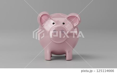 Piggy bank isolated on grey background - 3D illustration 125114666