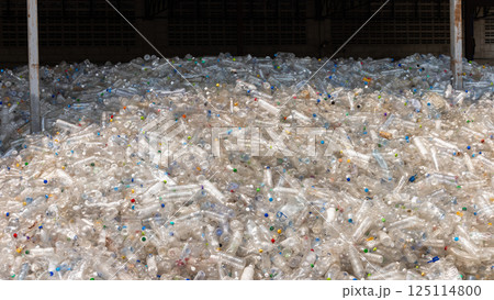 Plastic bottles waste texture and background, Plastic bottles waste, Background and texture of used empty PET bottles, Plastic water bottles pollution in environment, Global warming pollution, Save 125114800