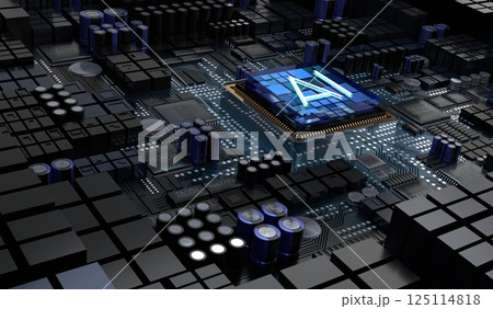 AI concept with computer processor - 3D illustration 125114818