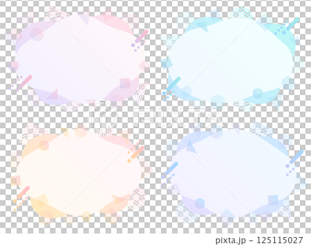 一組不規則的框架，裝飾有彩色漸層點和條紋圖案形狀 125115027