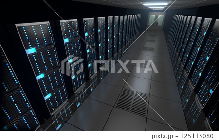 3D server room/ data center - storage, hosting concept 125115080