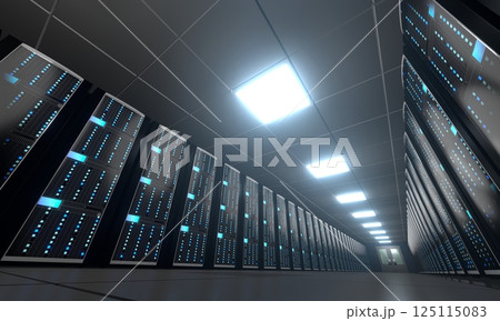 3D server room/ data center - storage, hosting concept 125115083