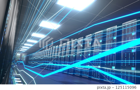 3D server room/ data center - storage, hosting, fast Internet concept 125115096