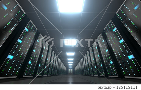 3D server room/ data center - storage, hosting concept 125115111