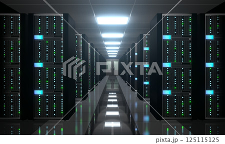 3D server room/ data center - storage, hosting concept 125115125