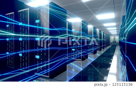 3D server room/ data center - storage, hosting, fast Internet concept 125115136