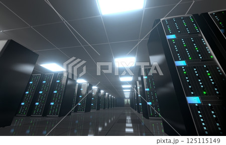 3D server room/ data center - storage, hosting concept 125115149