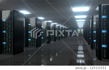 3D server room/ data center - storage, hosting concept 125115151
