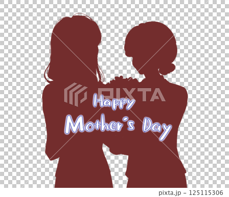 一位女士送她母親花束人物剪影 一位女士送她母親花束人物剪影 125115306