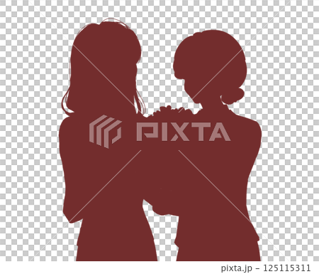 A woman giving a bouquet to an elderly woman - Shadow art A woman giving a bouquet to an elderly woman - Shadow art 125115311