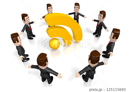 Cartoon businessmen and wifi symbol - 3D illustration 125115693