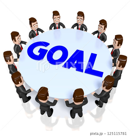 Cartoon businessmen, goal concept - 3D illustration 125115781