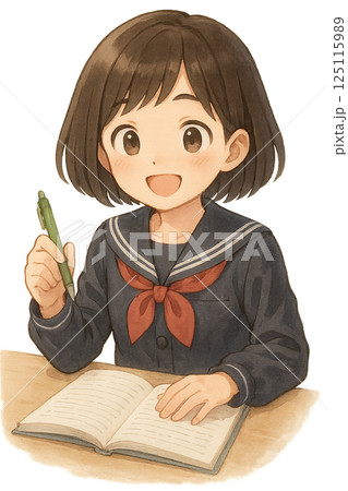 勉強している女子学生 125115989