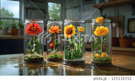Flower Life in a Glass Dome Rain 125116352