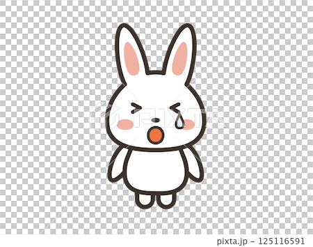 一隻可愛的兔子哭泣的插圖 一隻可愛的兔子哭泣的插圖 125116591