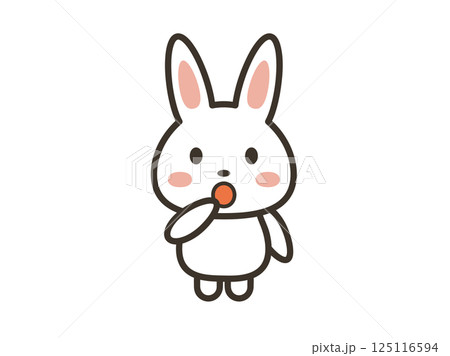 口に手を当てて驚くかわいいうさぎのイラスト 口に手を当てて驚くかわいいうさぎのイラスト 125116594
