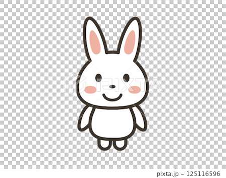 Illustration of a cute rabbit smiling and facing forward 125116596