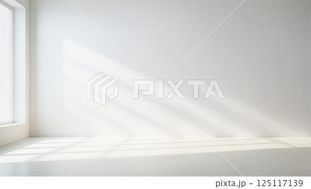 Minimalistic light background with shadow on white wall 125117139