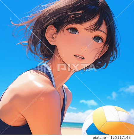ビーチバレーをしている女の子 ビーチバレーをしている女の子 125117148