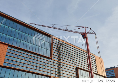 Urban Building Construction Site with Crane 125117723