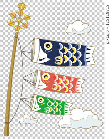 Illustration of a parent and child carp streamer swimming energetically Children's Day 125118815