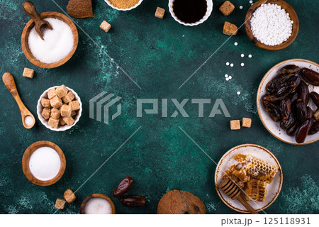 Various sugar replacement, healthy sweetener concept Various sugar replacement, healthy sweetener concept 125118931