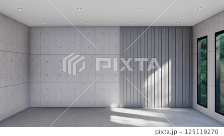 empty interior room shadow wall space background mock up architecture sunlight. empty home modern window light floor design apartment white house indoor. blank minimal concept backdrop bright clean. 125119270