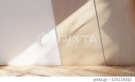 empty interior room shadow wall space background mock up architecture sunlight. empty home modern window light floor design apartment white house indoor. blank minimal concept backdrop bright clean. 125119282