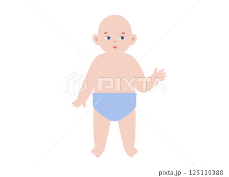 Baby in diapers smiling 125119388