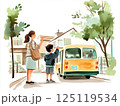 幼稚園の送迎バスで帰宅する 125119534