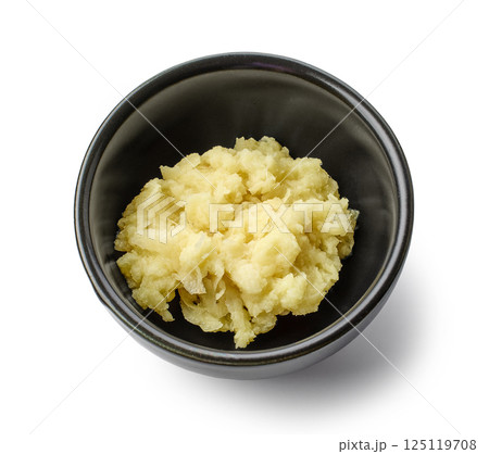 bowl of grated ginger bowl of grated ginger 125119708