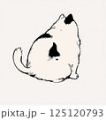後ろから見る白黒猫 125120793