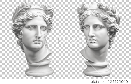 A majestic statue depicting a woman adorned with a laurel wreath on her head 125121040