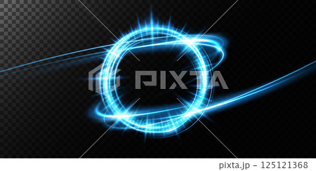 A Dynamic Blue Light Circle Displayed Against an Elegant Dark Background for Visual Impact A Dynamic Blue Light Circle Displayed Against an Elegant Dark Background for Visual Impact 125121368
