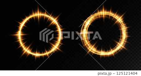 Shimmering and Radiant Golden Circular Light Effects Suitable for Various Media Use 125121404