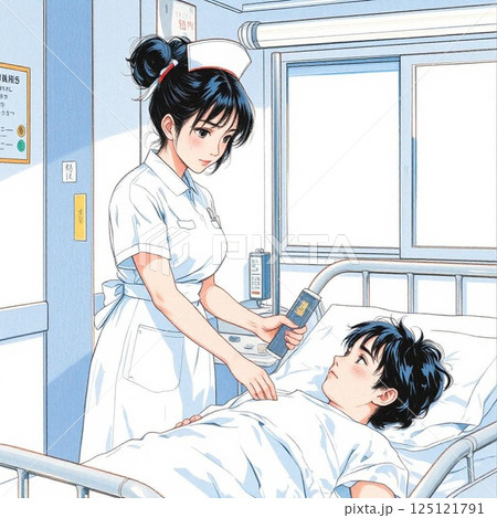 患者さんを診察する看護師 125121791