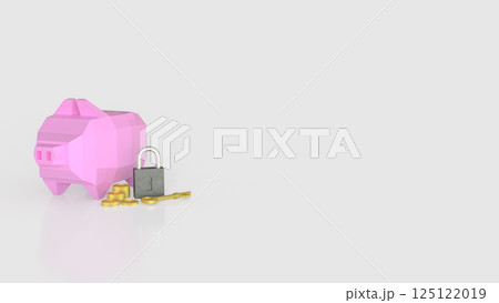 The Master key and Piggy Bank for earn  or Saving concept 3d Rendering. 125122019