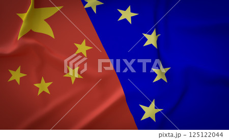 The China and Eu flag for Business concept 3d Rendering. The China and Eu flag for Business concept 3d Rendering. 125122044