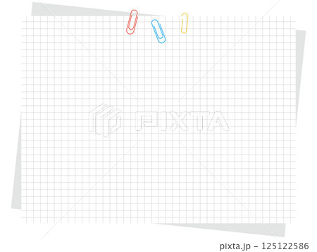 シンプルな方眼紙とクリップの背景イラスト シンプルな方眼紙とクリップの背景イラスト 125122586