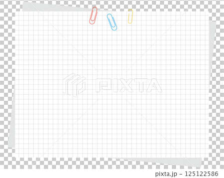 簡單的方格紙和迴紋針背景插圖 125122586