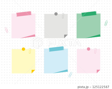 カラフルなメモや付箋が貼られた白いボードの背景イラスト カラフルなメモや付箋が貼られた白いボードの背景イラスト 125122587