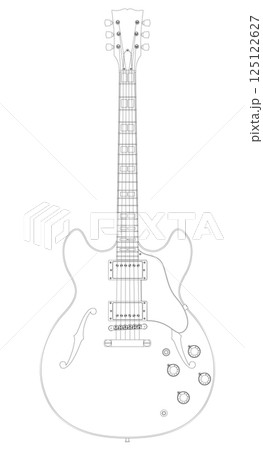 セミアコースティックギター ラインアート セミアコースティックギター ラインアート 125122627