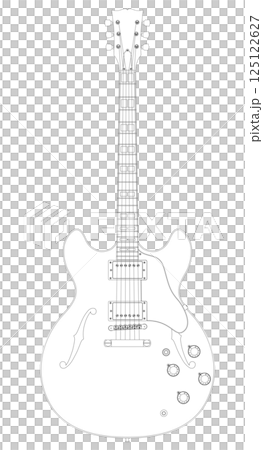 セミアコースティックギター ラインアート セミアコースティックギター ラインアート 125122627