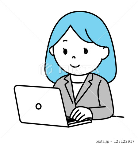 パソコン作業をしているスーツを着た女性 パソコン作業をしているスーツを着た女性 125122917
