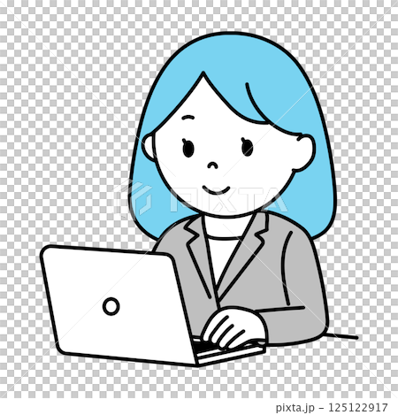 パソコン作業をしているスーツを着た女性 パソコン作業をしているスーツを着た女性 125122917