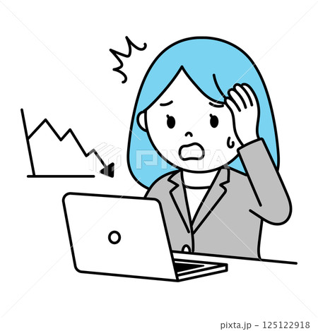 売り上げが下がってショックな女性 125122918