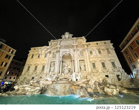 イタリア・ローマ　修復後のトレビの泉 125123219