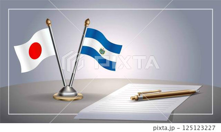 Small national flag of Japan and El Salvador flag Relation, Template Vector Illustration Small national flag of Japan and El Salvador flag Relation, Template Vector Illustration 125123227